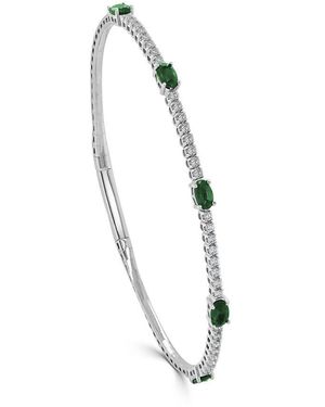 Sabrina Designs 14k 1.53 Ct. Tw. Diamond & Emerald Station Bangle Bracelet - White