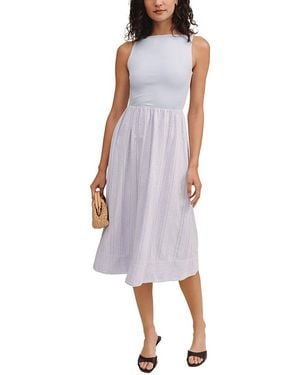 Bella Dahl Mixed Crewneck Midi Dress - Purple