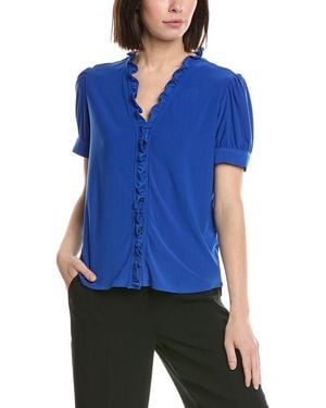 Cece Ruffle Trim Blouse - Blue