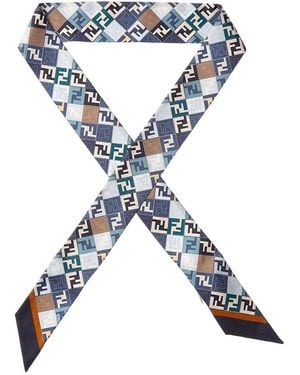 Fendi Wrappy Silk Scarf - Blue