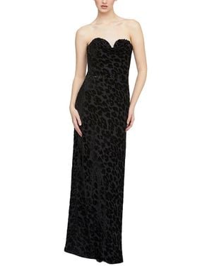 Halston Rosalie Chiffon Devore' Gown - Black