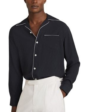 Reiss Josh Monogram Jacquard Casual Shirt - Blue