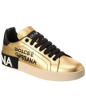 Dolce & Gabbana Portofino Leather Trainer - Natural