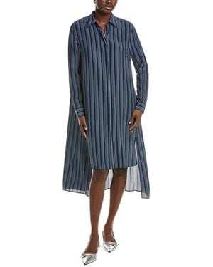 Michael Kors Stripe Silk Shirtdress - Blue