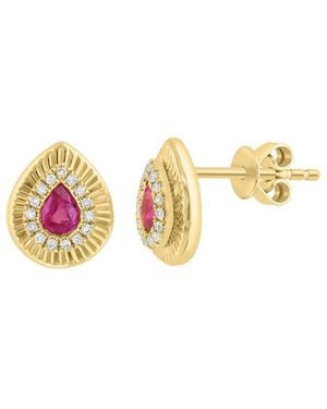 Effy Fine Jewelry 14K 0.47 Ct. Tw. Diamond & Ruby Earrings - Metallic