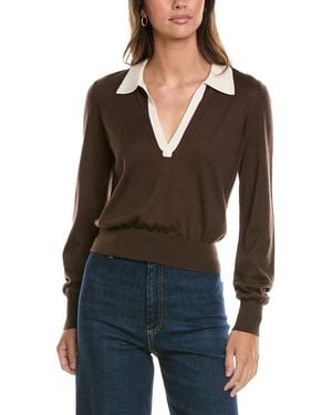 FRAME The Two Tone Cashmere & Silk-Blend Polo Sweater - Black