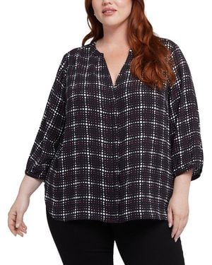 NYDJ Plus Pintuck Blouse - Black