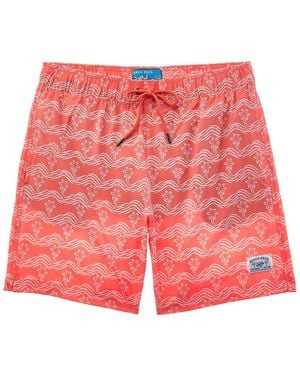 Beach Bros Brush Palm Waves Swim Short - Red