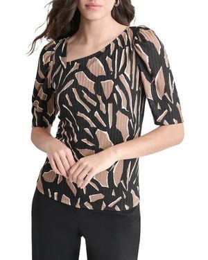 DKNY Short Sleeve Asymmetrical Top - Black