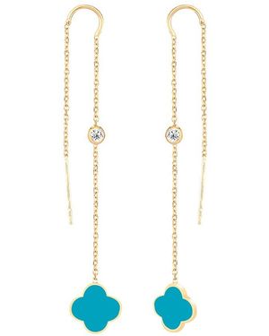 Gabi Rielle 14k Over Silver Threader Earrings - Blue