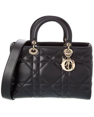 Dior Lady D-Sire Medium Leather Tote - Black