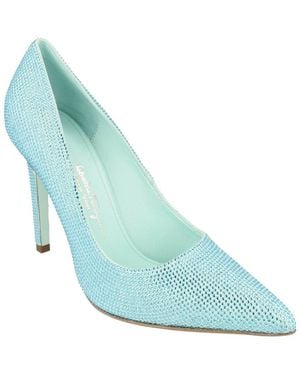 Ferragamo Ilary X5 Crystal-Embellished Leather Pump - Blue