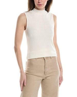 Three Dots Mock Neck Tank - Natural