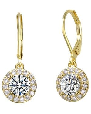 Rachel Glauber 14k Plated Cz Drop Earrings - Metallic
