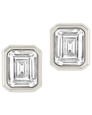 Sterling Forever Cz Camille Bezel Statement Stud Earrings - Metallic