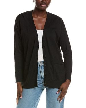 Eileen Fisher V-Neck Linen-Blend Cardigan - Black