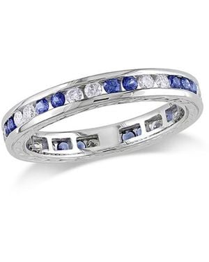 Diamond Select Cuts 18K 1.08 Ct. Tw. Diamond & Sapphire Eternity Ring - White
