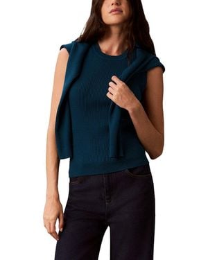 Calvin Klein Petite Rib Crew Neck Tank - Blue