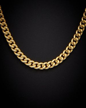 Italian Gold 14K Italian Two-Tone Curb Chain Necklace - Black
