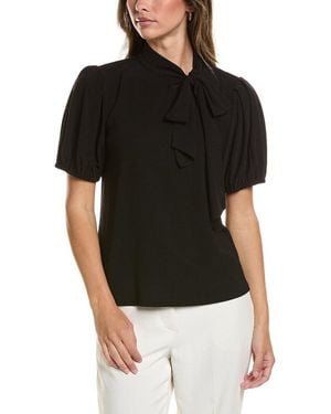 Cece Tie Neck Bow Knit Top - Black