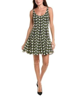 Oscar de la Renta Geo Stretch Wool-Blend Mini Dress - Green
