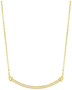 Adornia 14k Plated Pearl Curved Bar Necklace - Metallic
