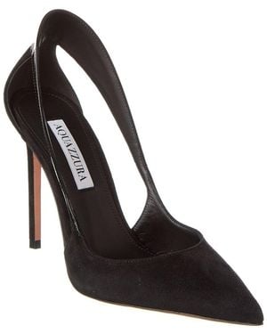 Aquazzura Dangerous Liaisons 105 Suede & Patent Pump - Black