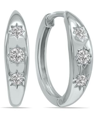 Lab Grown Diamonds 14k 0.20 Ct. Tw. Lab-grown Diamond Huggie Hoops - Grey