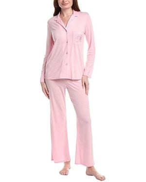 Natori Embroidered Shangri La Notch Pj Set - Pink