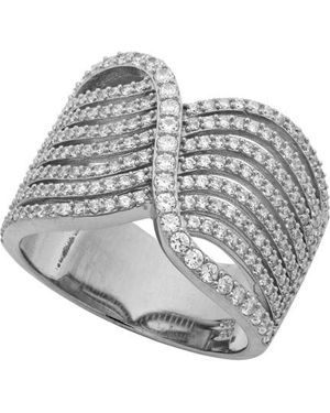 Crislu Intertwine Platinum Over Silver Cz Ring - Grey