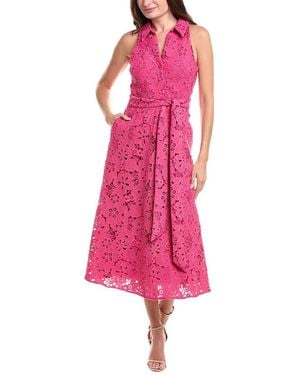 Badgley Mischka Crochet Midi Dress - Pink