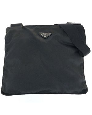 Prada Tessuto Triangle Logo Crossbody (Authentic Pre-Loved) - Black