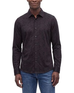 RAFFI Print Button Front Shirt - Blue