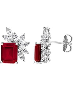 Rina Limor 10.40 Ct. Tw. Lab-Grown Created Ruby, Created Sapphire Cluster Stud Earrings - Red