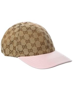 Gucci Gg Canvas & Leather Baseball Hat - Natural