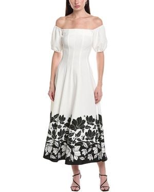 Maison Tara Printed Savannah Maxi Dress - White