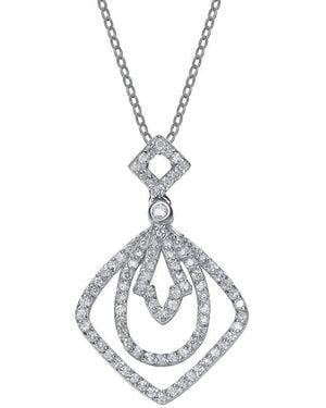 Genevive Jewelry Silver Cz Pendant - White