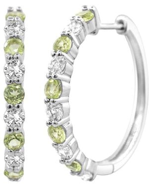 Lab Grown Gemstones 0.60 Ct. Tw. Lab-Grown Peridot Hoop Earrings - White