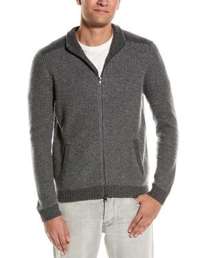 Autumn Cashmere Shaker Stitch Wool & Cashmere-Blend Mock Cardigan - Grey