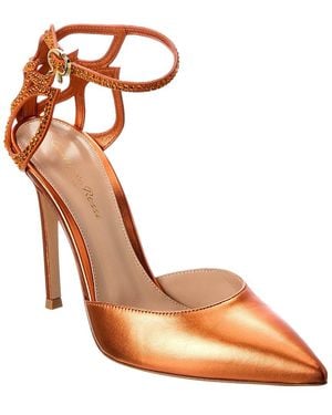 Gianvito Rossi Crystal Fleur 105 Leather Pump - Pink