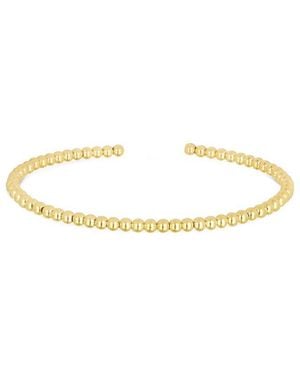 Italian Gold 14K Beaded Cube Cuff Bracelet - Metallic