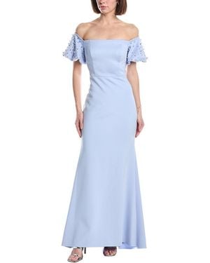 Eliza J Short Sleeve Embellished Maxi Dress - Blue