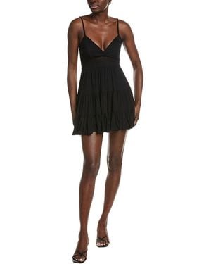 Marion A-Line Crocheted Weave Textured Dress - Black