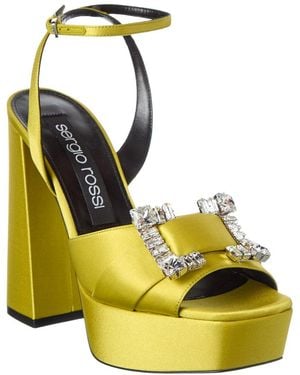 Sergio Rossi Prince 80 Satin Platform Sandal - Yellow