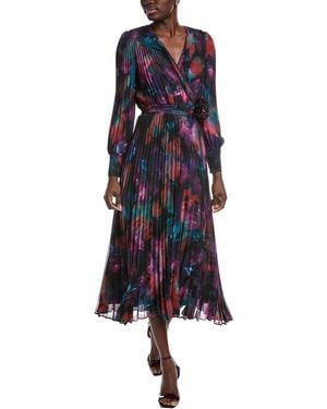 Joseph Ribkoff Accordion Pleated Maxi Dress - Blue