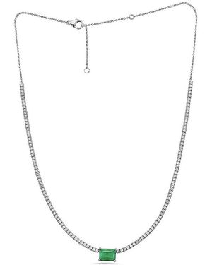 Forever Creations Signature Collection 14K 3.30 Ct. Tw. Diamond & Emerald Necklace - White