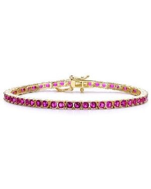 Rachel Glauber 14k Plated Cz Tennis Bracelet - Multicolour
