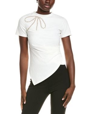 Gracia Embellished Drape T-Shirt - White
