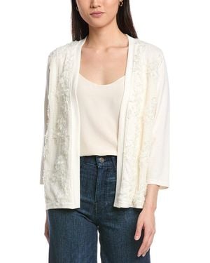 Anne Klein Floral Applique Cardigan - White