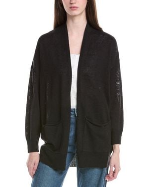 Eileen Fisher Open Front Linen-Blend Cardigan - Black